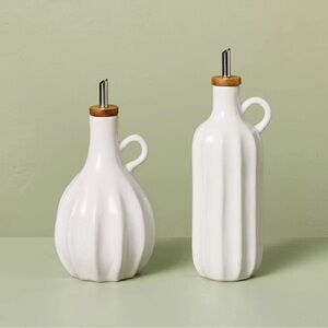 10oz 2pc Stoneware Oil and Vinegar Set Sour Cream Scalloped - Hearth & Hand